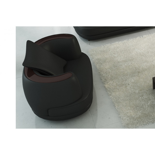 Fauteuil 1 place en cuir italien RICHMOND, noir