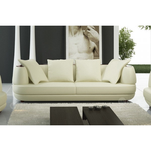 Canapé 3 places en cuir italien RICHMOND, écru