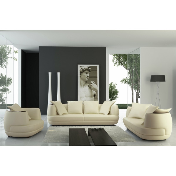 Canapé 3 places en cuir italien RICHMOND, écru