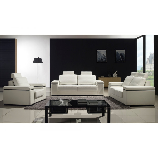 Canapé 2 places en cuir italien MAISON BLANCHE, blanc