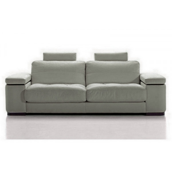 Canapé 2 places en cuir italien MAISON BLANCHE, gris clair