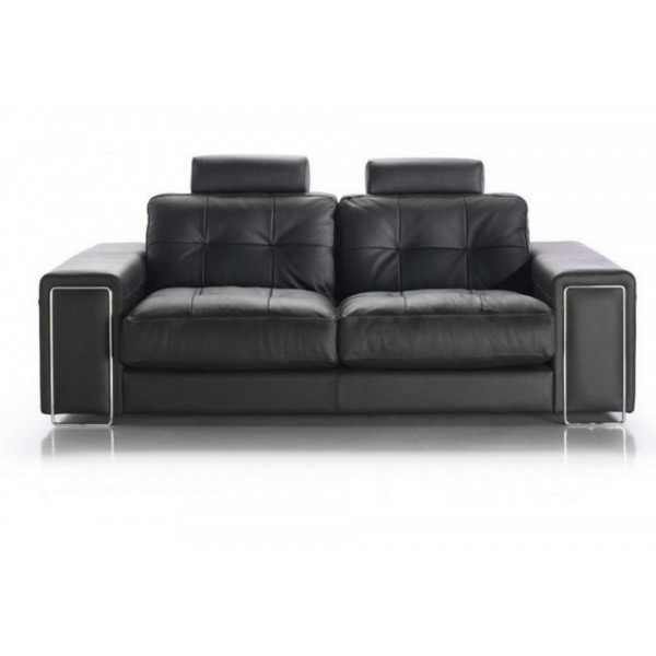 Canapé 2 places en cuir Prestige luxe haut de gamme italien MATIGNON, noir Venesetti