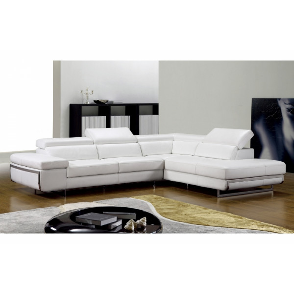 Canapé d'angle, en cuir italien 5/6 places GUCI, blanc, angle droit
