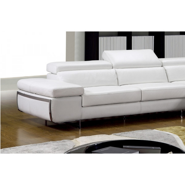 Canapé d'angle, en cuir italien 5/6 places GUCI, blanc, angle droit