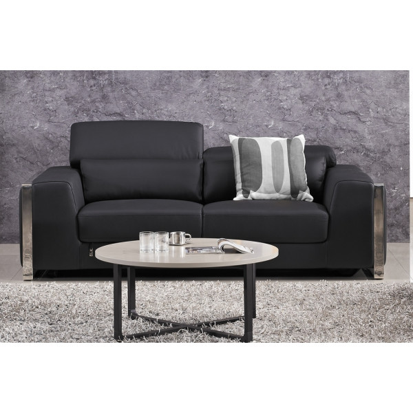 Canapé 3 places en cuir italien buffle LUXY, noir