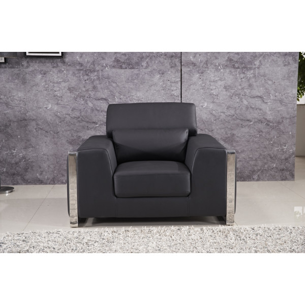 fauteuil 1 place en cuir italien buffle LUXY, noir