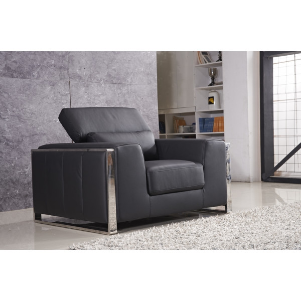 fauteuil 1 place en cuir italien buffle LUXY, noir