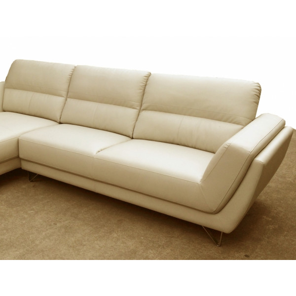 Canapé d'angle en cuir buffle italien de luxe 5 places COSTES beige, angle gauche