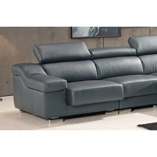 Canapé d'angle cuir buffle italien BONITO, couleur gris foncé, angle droit