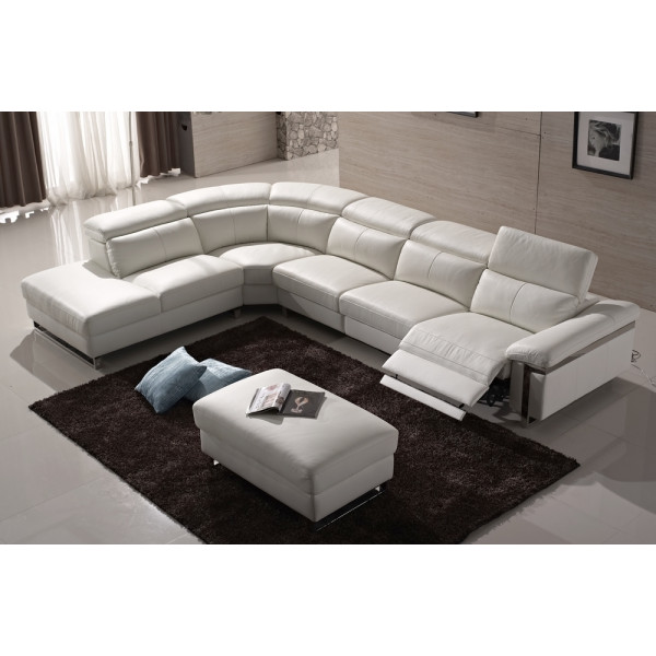 Canapé d'angle relax en cuir buffle italien de luxe RELAXINO,  blanc, angle gauche