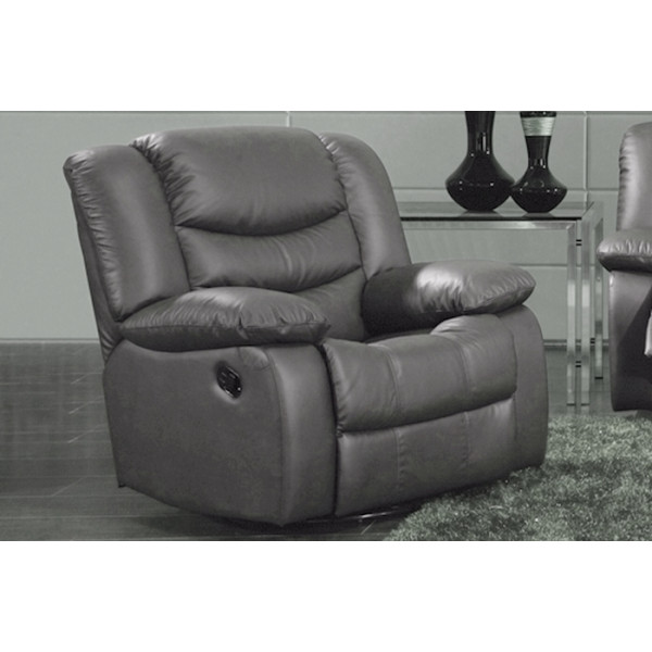 Fauteuil 1 place relaxation en cuir italien RELAXIS, gris foncé