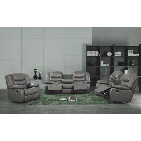 Fauteuil 1 place relaxation en cuir italien RELAXIS, gris foncé