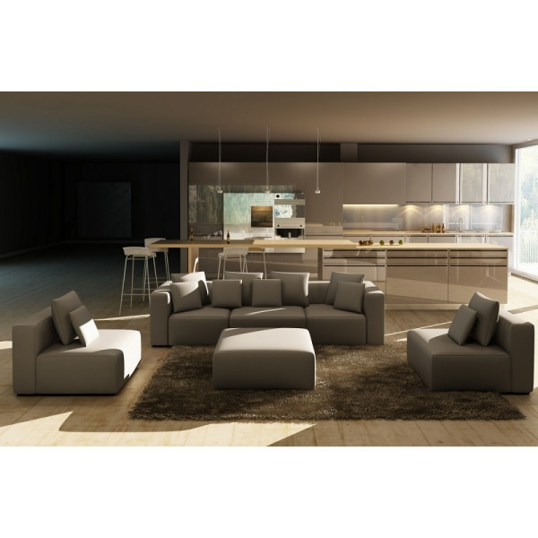 Canapé modulable COMBINO CUIR PRESTIGE LUXE, gris foncé