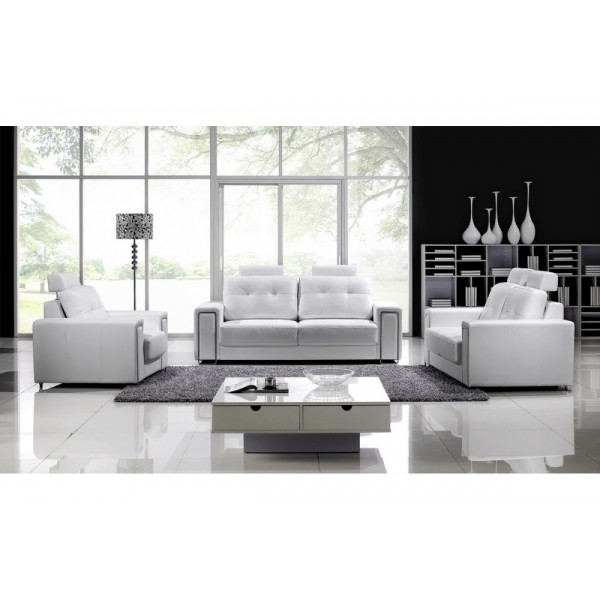 Canapé 2 places en cuir Prestige luxe haut de gamme italien MATIGNON, blanc