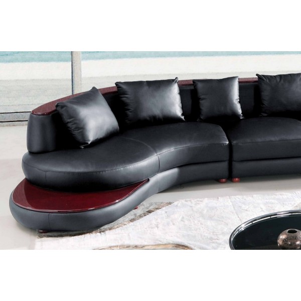 Canapé d'angle - en cuir italien 7 places SICILE, noir, angle gauche