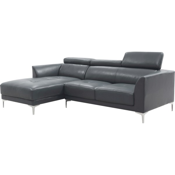 Canapé d'angle - en cuir italien WILLIAM, gris foncé, angle gauche (vu de face)
