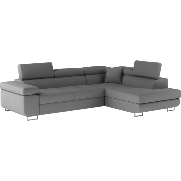 Canapé d'angle convertible en simili cuir 5 places, ANVERS SIMILI, gris foncé, angle droit