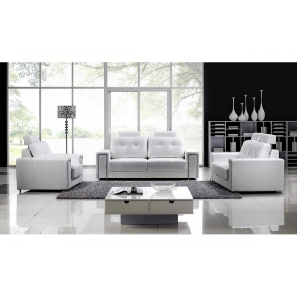 Canapé 2 places en cuir Prestige luxe haut de gamme italien MATIGNON, blanc