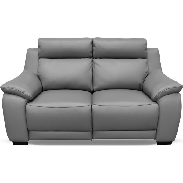 Canapé 2 places en 100% tout cuir épais luxe italien,  gris foncé. BERELI