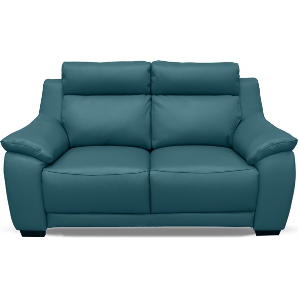 Canapé 2 places en 100% tout cuir épais luxe italien, turquoise. BERELI