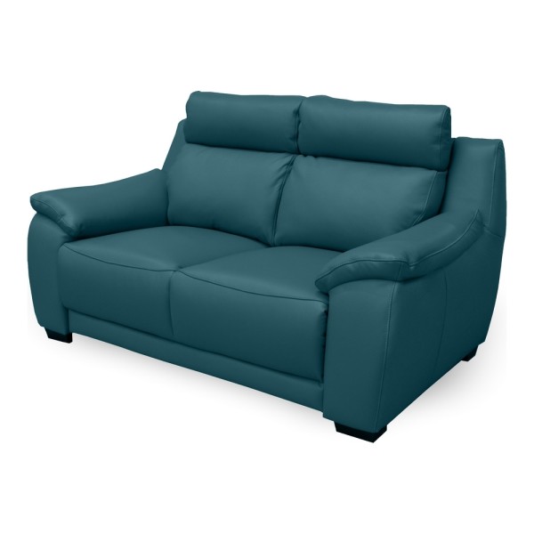 Canapé 2 places en 100% tout cuir épais luxe italien, turquoise. BERELI