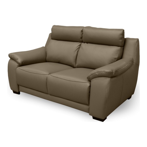 Canapé 2 places en 100% tout cuir épais luxe italien, taupe. BERELI