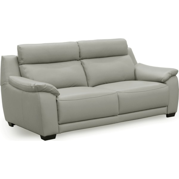 Canapé 3 places en 100% tout cuir épais luxe italien,  gris clair. BERELI