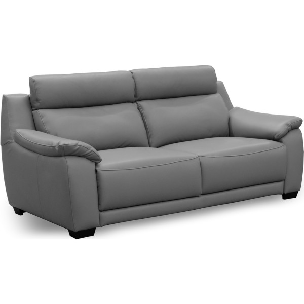 Canapé 3 places en 100% tout cuir épais luxe italien, gris foncé. BERELI