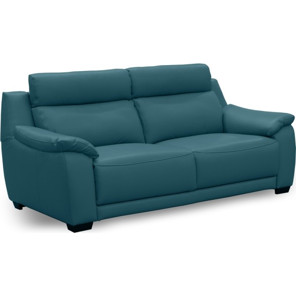 Canapé 3 places en 100% tout cuir épais luxe italien, turquoise. BERELI