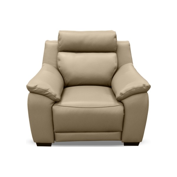 Fauteuil 1 place en 100% tout cuir épais luxe italien, beige. BERELI
