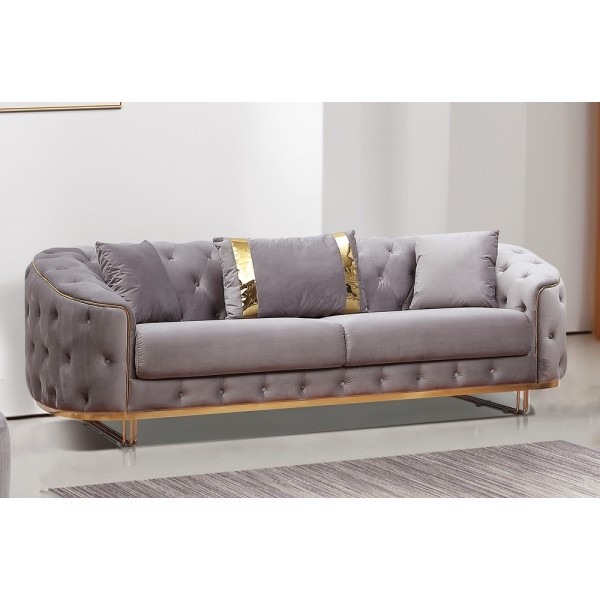 Canapé 2 places - gris foncé - en tissu velours de qualité luxe, LUXOR