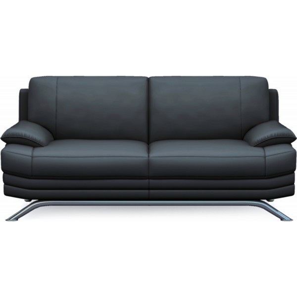 Ensemble 3+2+1 : Canapé 3 places + canapé 2 places + fauteuil 1 place, en cuir LUXE italien MARINI, noir