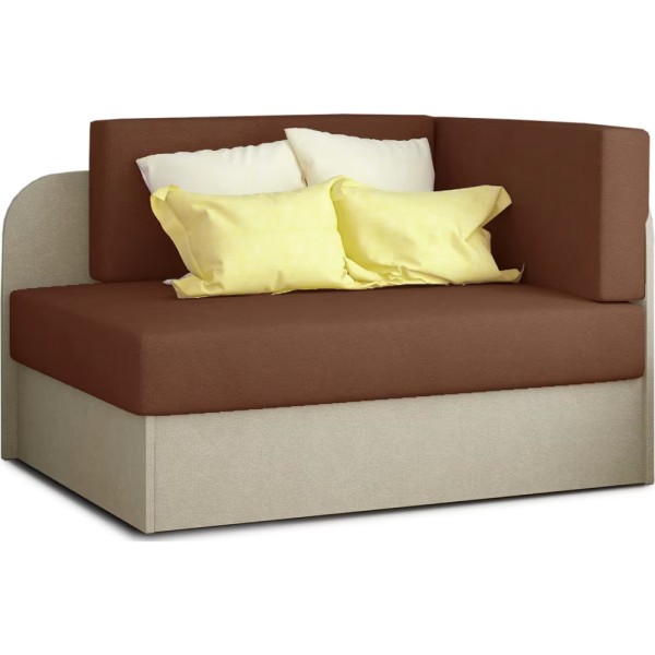 Canapé convertible 2 places moderne en tissu Marron et beige, coffre, ROSEN