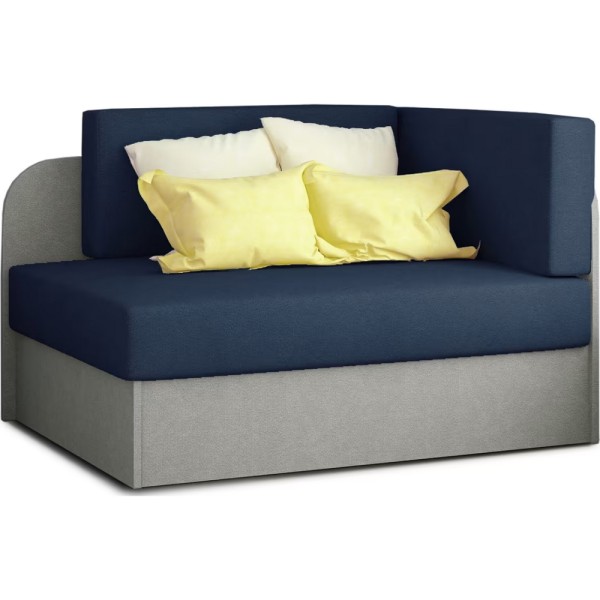 Canapé convertible 2 places moderne en tissu bleu foncé / Gris clair, coffre, ROSEN