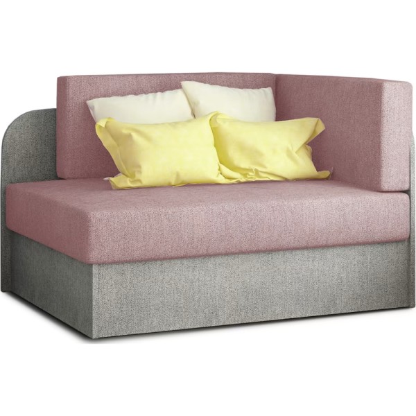 Canapé convertible 2 places moderne en tissu rose / gris, coffre, ROSEN