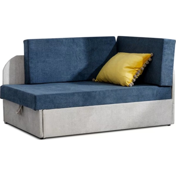 Canapé convertible 2 places moderne en tissu Bleu foncé / Gris clair, coffre, ROSEN