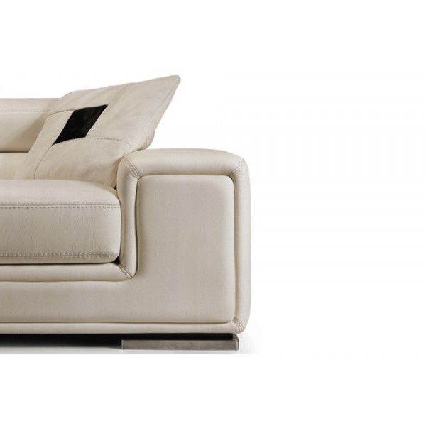 Ensemble GENEVA 2 pièces: canapé 3 places + 2 places en cuir luxe italien vachette, blanc