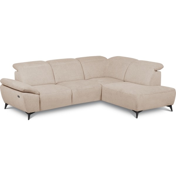 Canapé d'angle avec relax électrique en tissu Bellagio, beige, angle droit