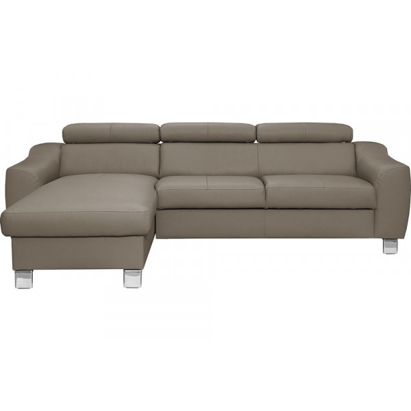 Canapé d'angle en cuir italien de luxe 5 places ASTRA, taupe, angle gauche