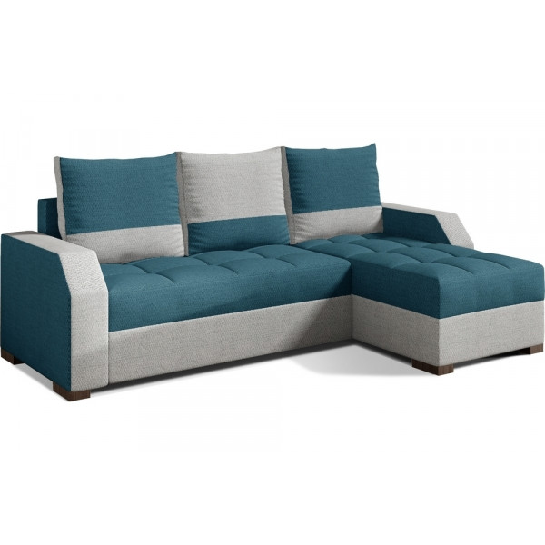 Canapé d'angle convertible - ARTE - en tissu de qualité - vert et gris