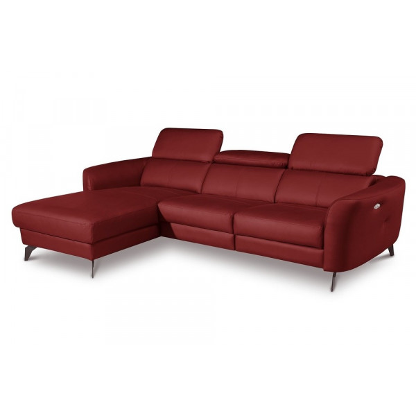 Canapé d'angle relax en cuir de luxe italien avec relax électrique