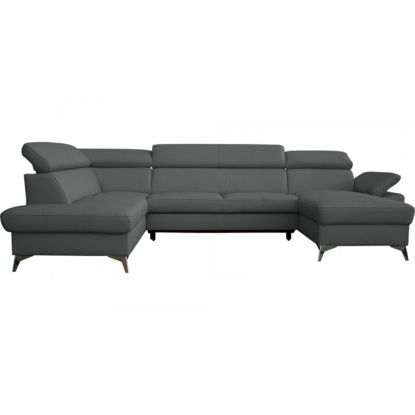 Canapé d'angle convertible en cuir italien de luxe 7/8 places WARINI avec coffre